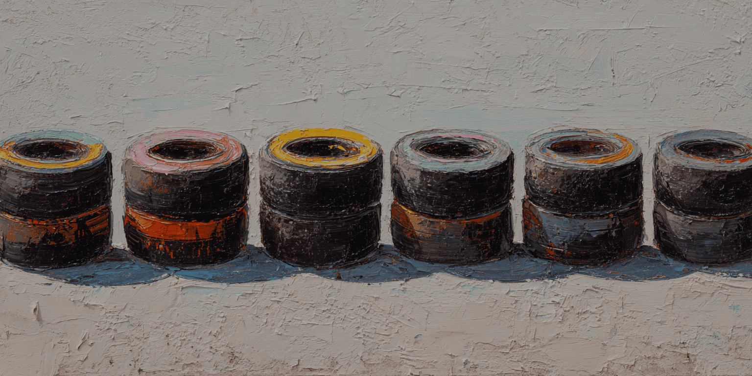 Painting of tires on a race track