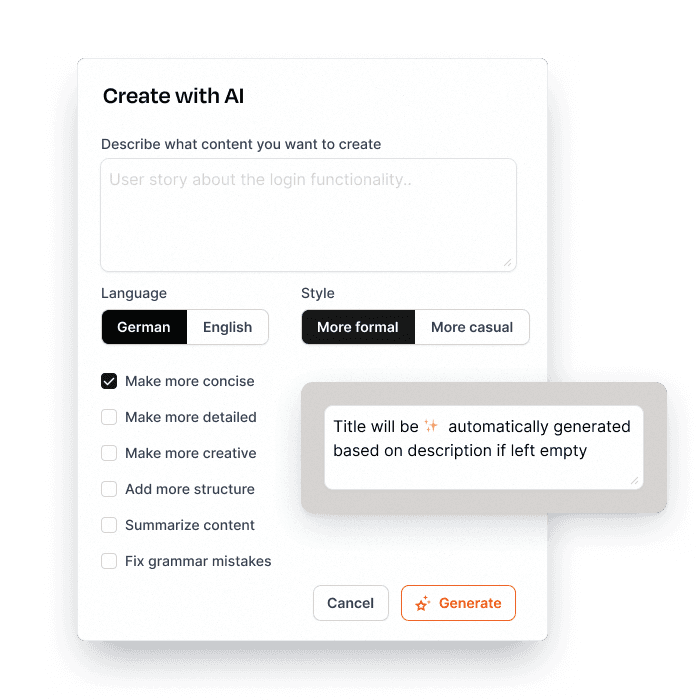Leadtime AI assistant for automated ticket creation